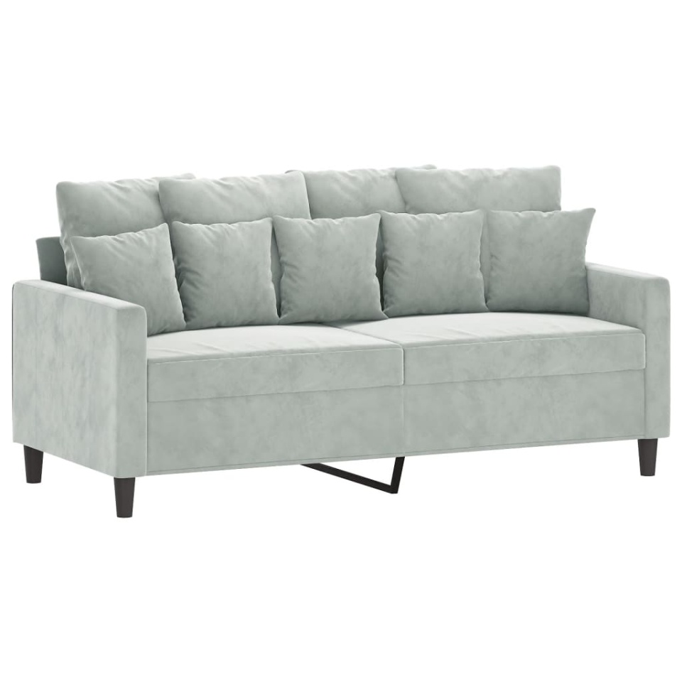 Set de canapele cu perne, 2 piese, gri deschis, catifea - 3 | YEO