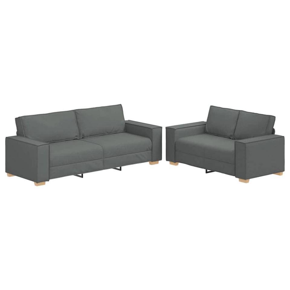 Set de canapele cu perne, 2 piese, gri închis, textil - 1 | YEO
