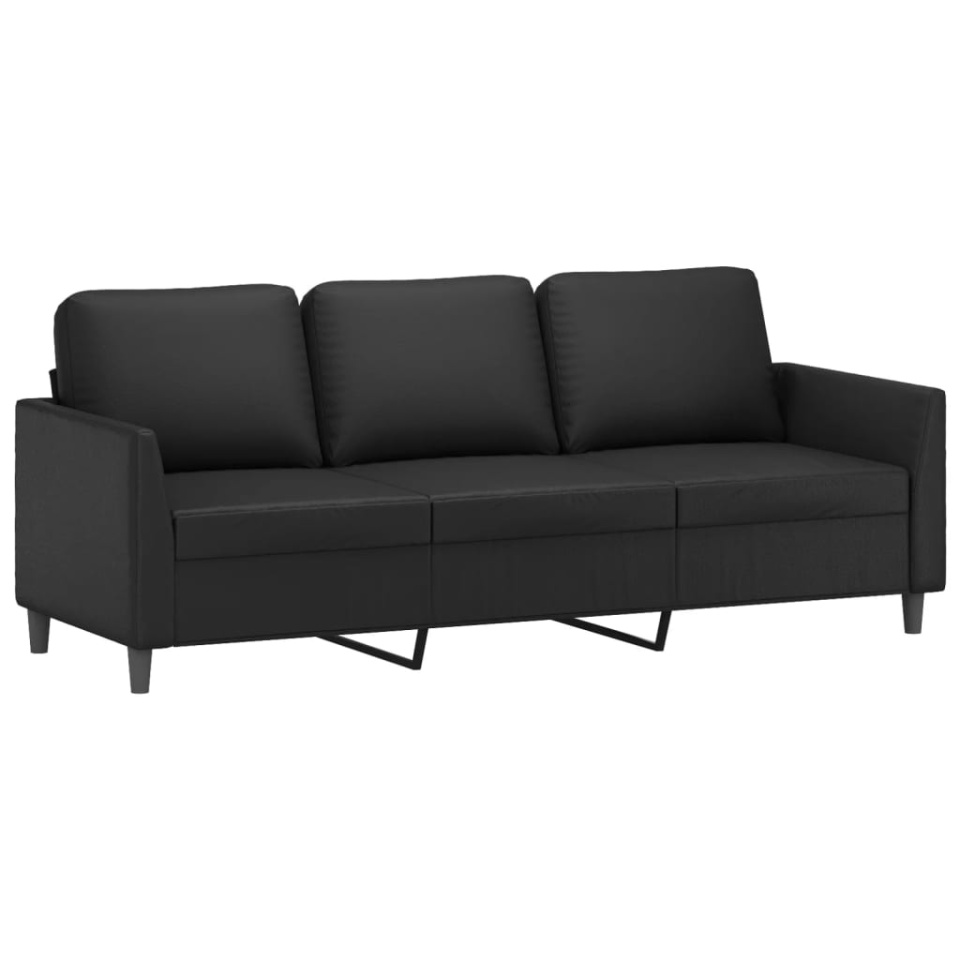 Set de canapele cu perne, 2 piese, negru, piele ecologică - 3 | YEO