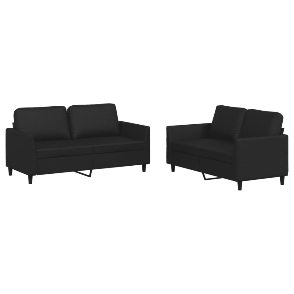 Set de canapele cu perne, 2 piese, negru, piele ecologică - 1 | YEO