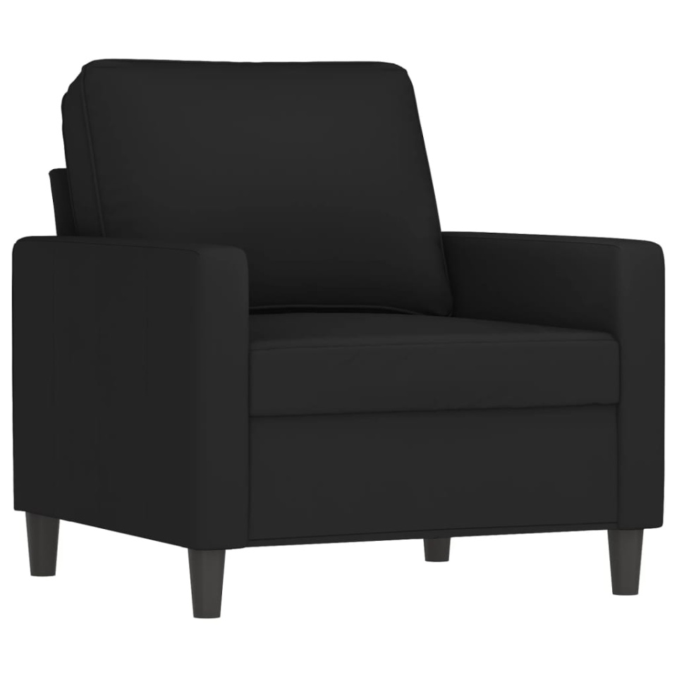 Set de canapele cu perne, 3 piese, negru, catifea - 2 | YEO
