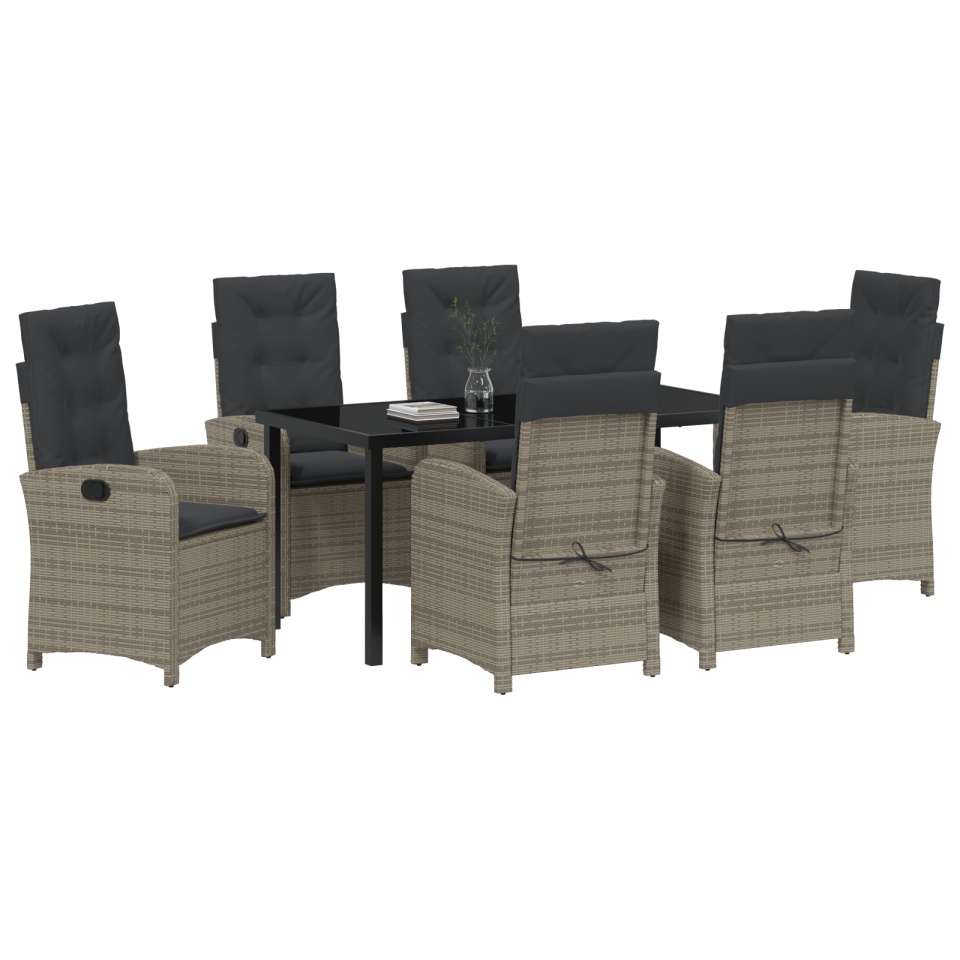Set de dining 7 piese cu perne gri din poli ratan - 2 | YEO