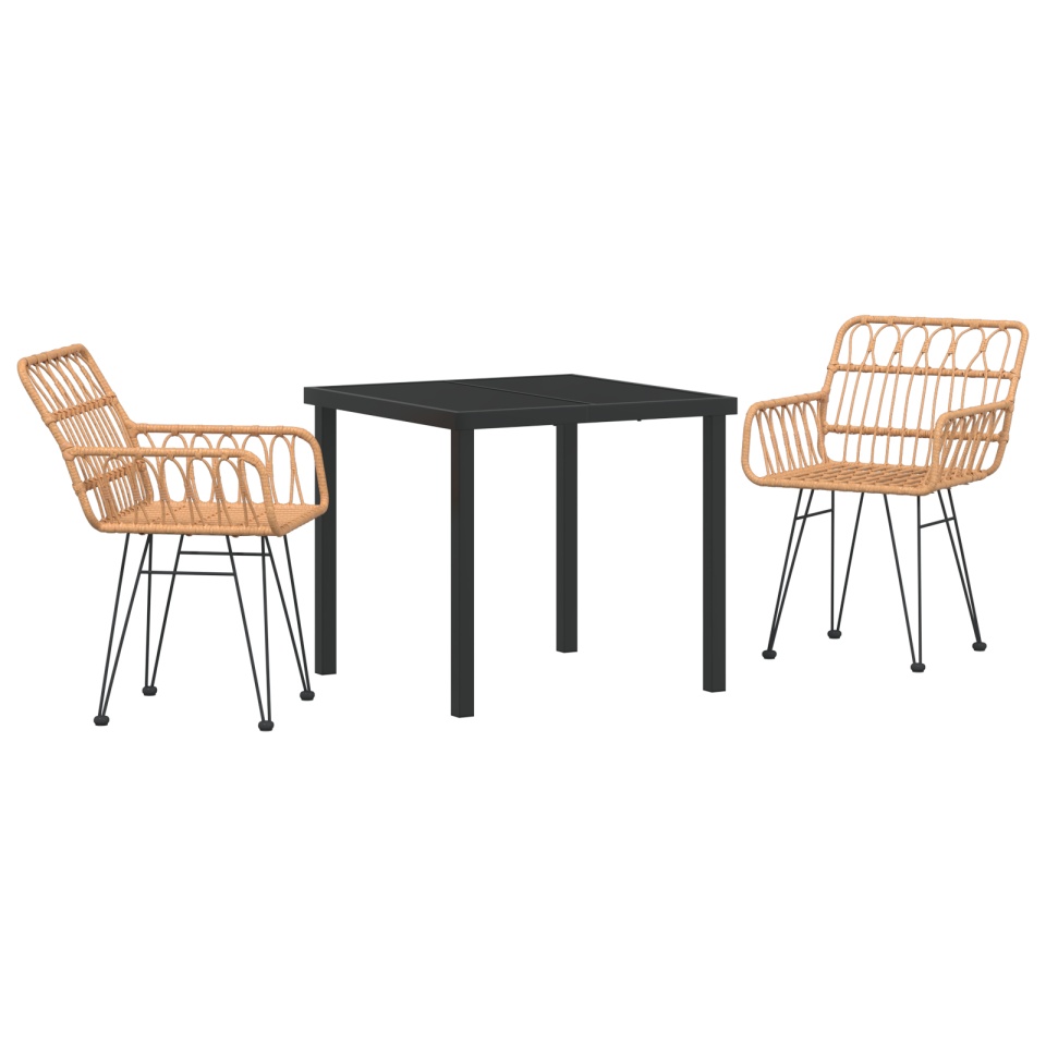 Set de dining de grădină 3 piese din ratan Poli Brown - 1 | YEO