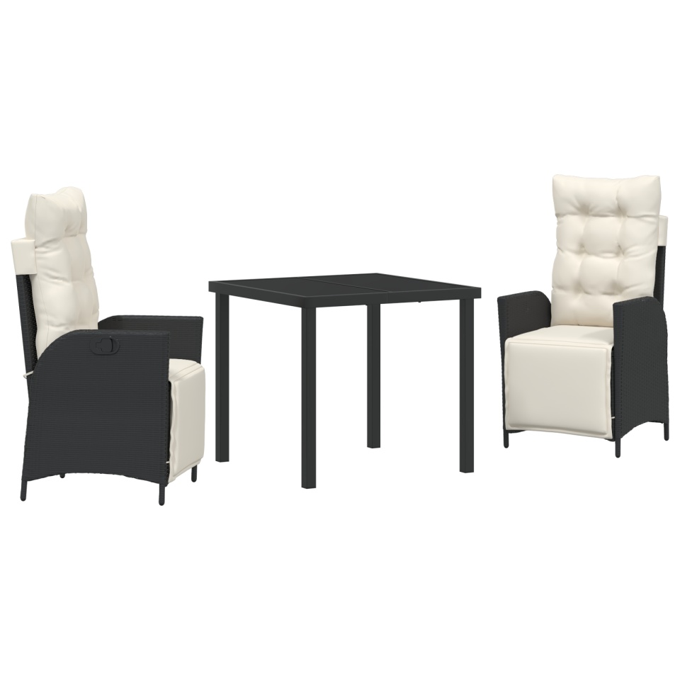 Set de dining de grădină 3 piese Negru Ratan Poli - 1 | YEO