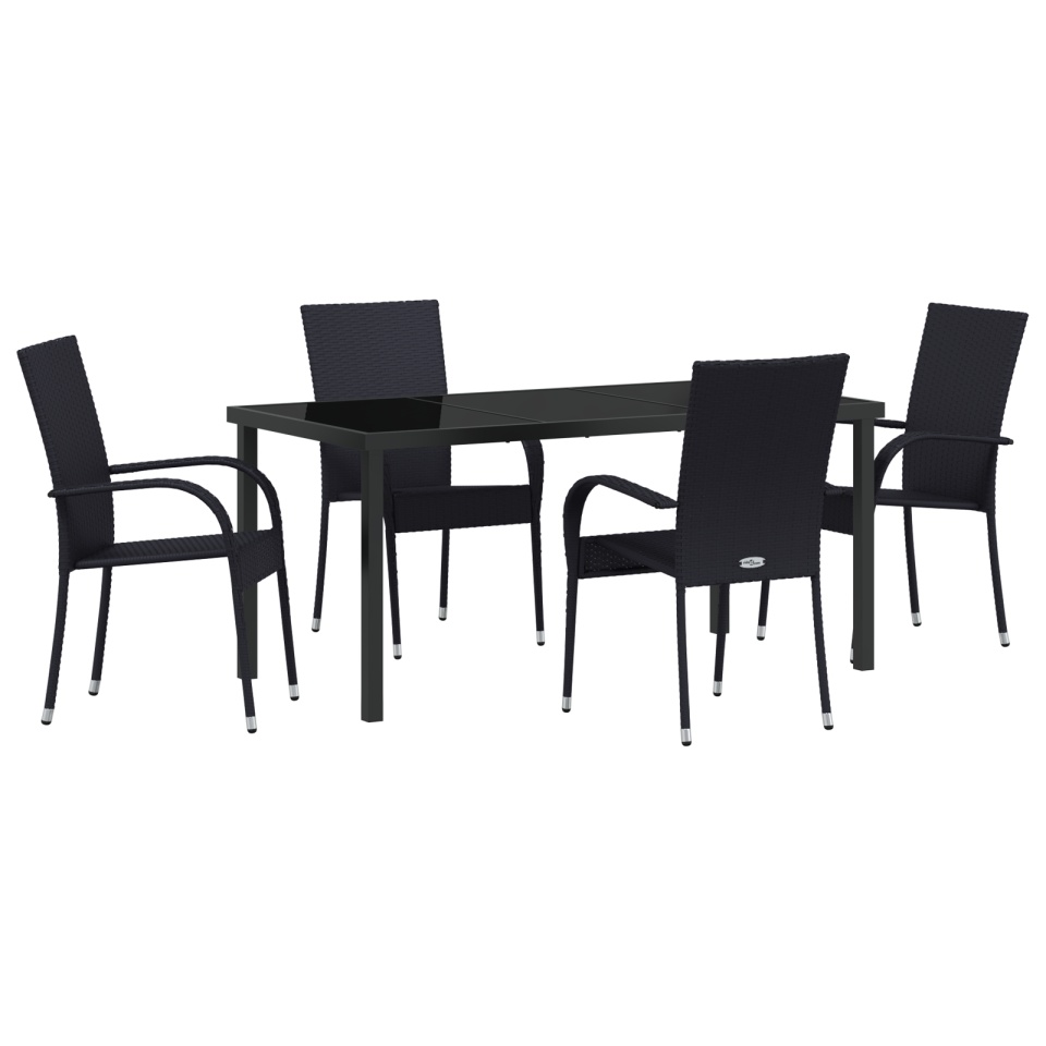 Set de Dining de Grădină 5 Piese Negru Poliratan - 1 | YEO