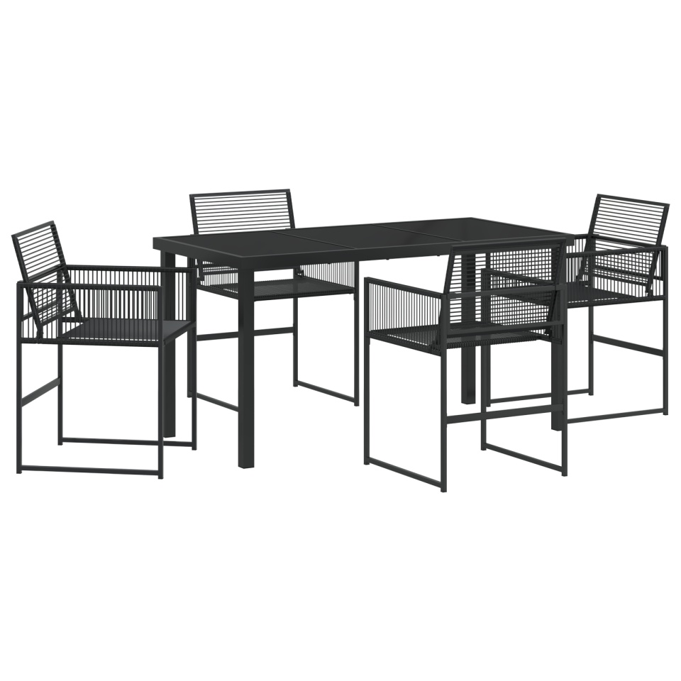 Set de dining de grădină 5 piese Negru Poliratan - 1 | YEO