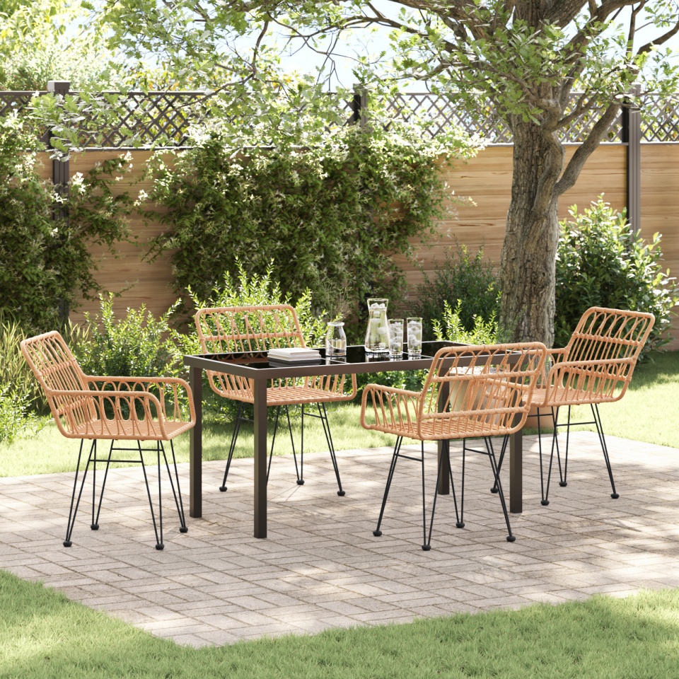 Set de dining de grădină 5 piese Rattan Poly Brown