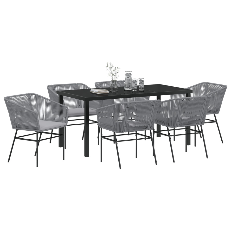 Set de dining de grădină cu perne gri din poliratan - 2 | YEO