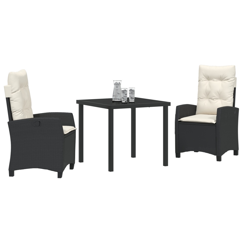 Set de dining de grădină cu perne, Negru, Poliratan - 2 | YEO
