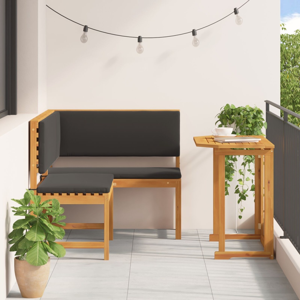 Set de dining pentru grădină , 2 piese, cu perne, din lemn masiv de acacia - 2 | YEO