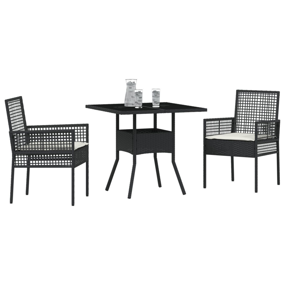 Set de dining pentru grădină 3 piese Gri din Poliratan - 2 | YEO