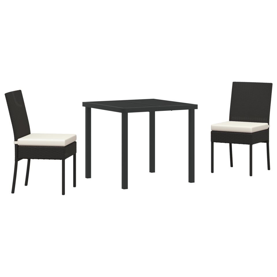 Set de dining pentru grădină 3 piese Negru Poliratan - 1 | YEO