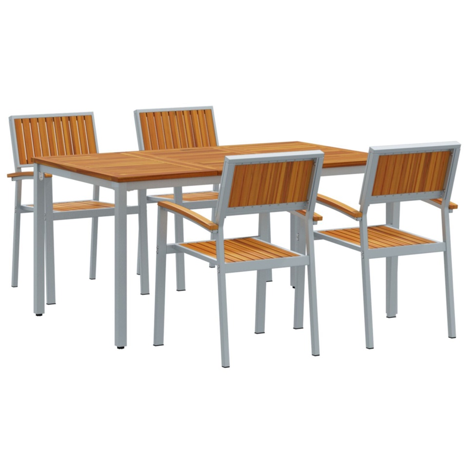 Set de dining pentru grădină , 5 piese, din lemn solid de acacia și metal - 1 | YEO