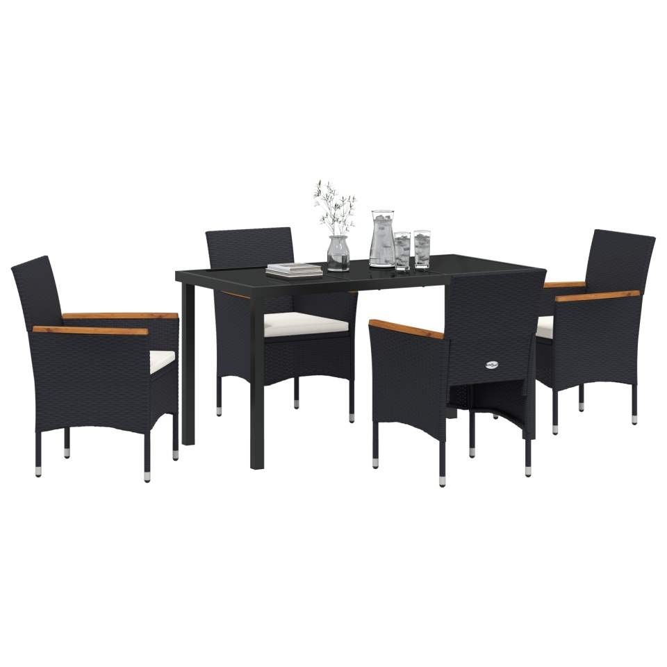 Set de dining pentru grădină 5 piese Negru Poli Ratan - 2 | YEO