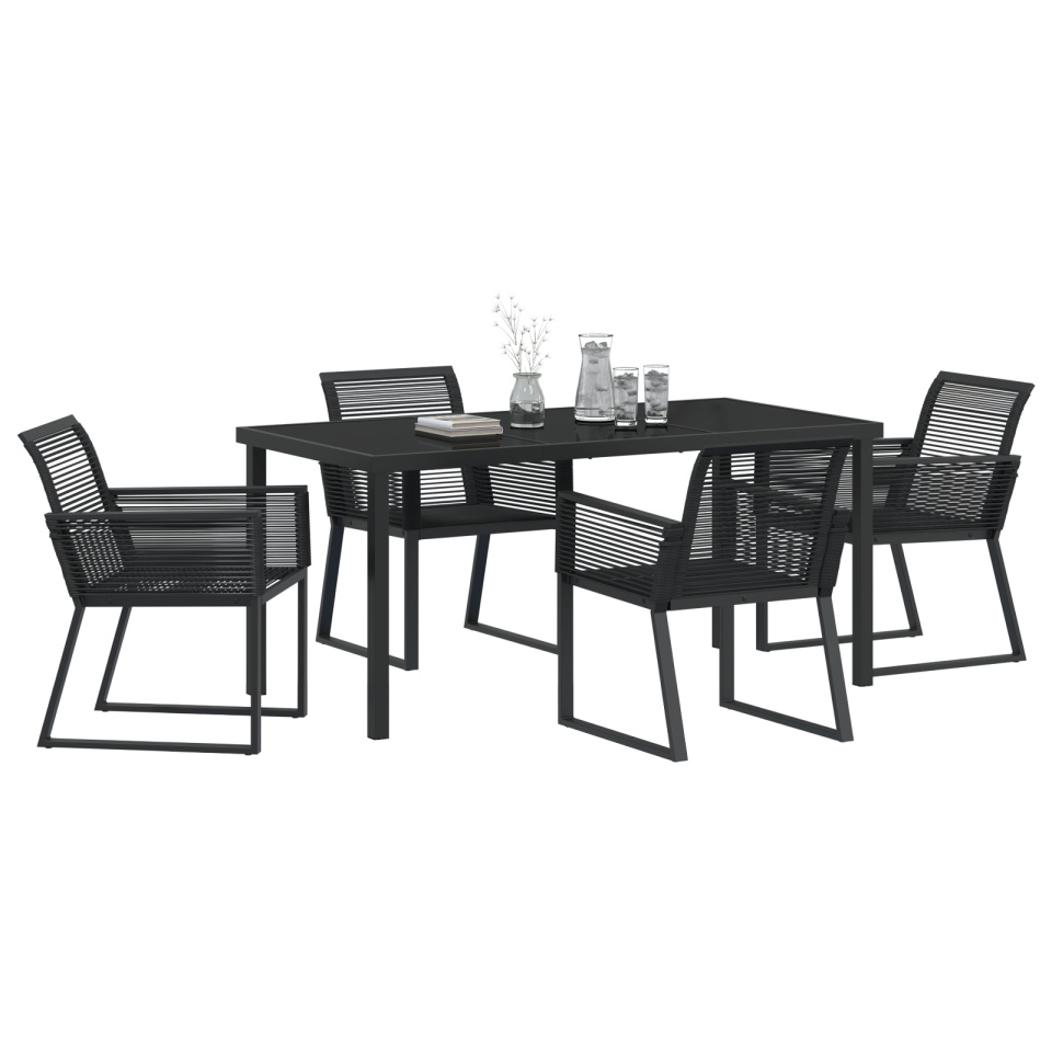 Set de dining pentru grădină , 5 piese, negru, ratan - 2 | YEO