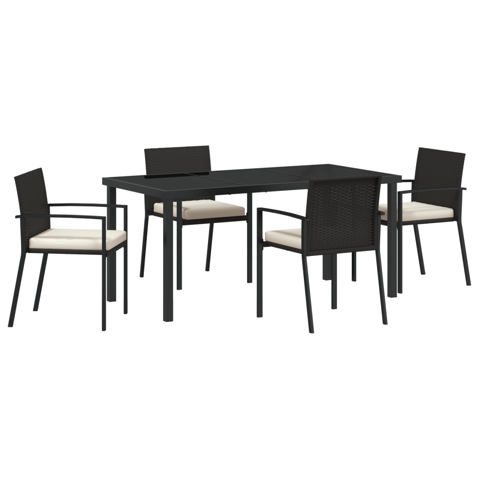 Set de dining pentru grădină 5 piese Negru Rattan sintetic - 1 | YEO
