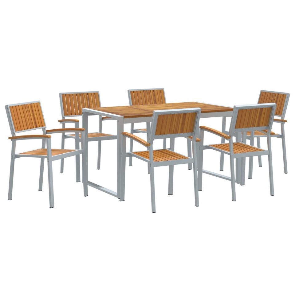 Set de dining pentru grădină 7 piese din lemn masiv de acacia și metal - 1 | YEO