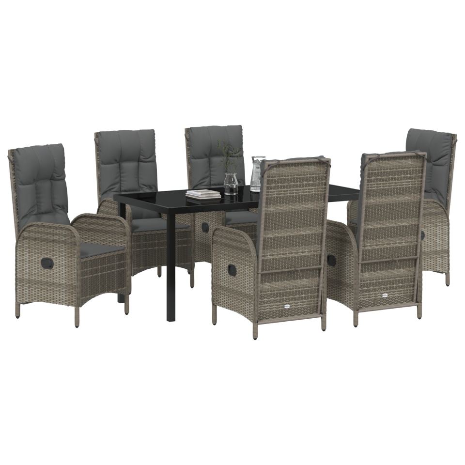 Set de dining pentru grădină 7 piese gri din poliratan - 2 | YEO
