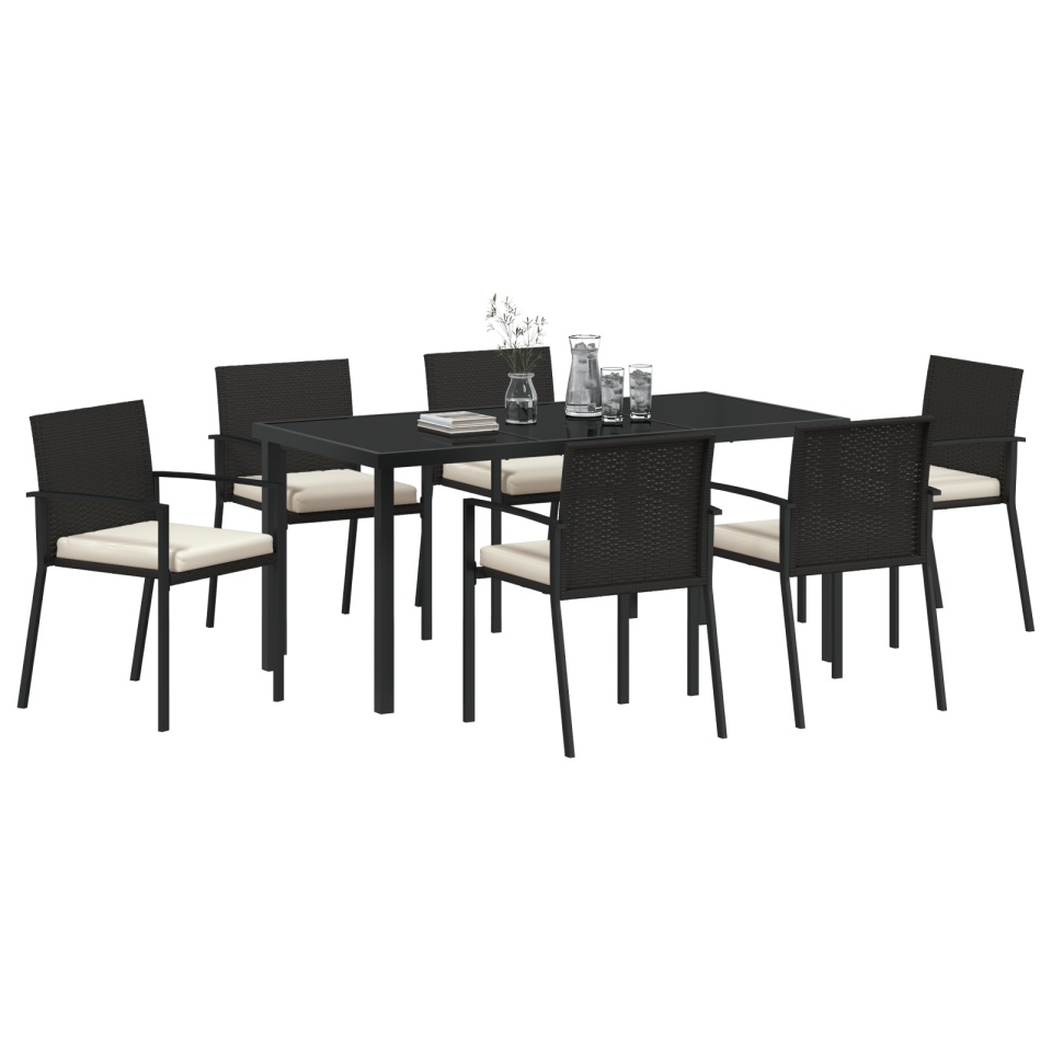 Set de dining pentru grădină 7 piese Ratan Negru - 2 | YEO