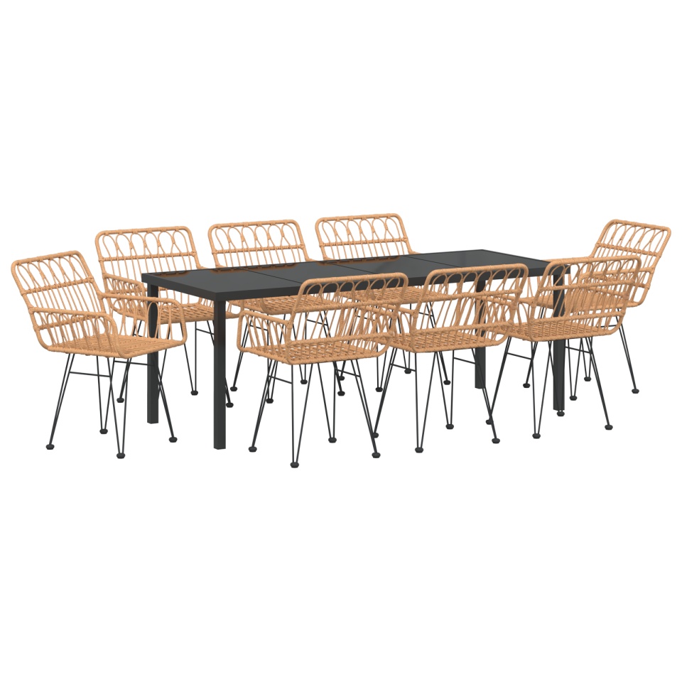 Set de Dining pentru Grădină 9 Piese Maro Poliratan - 1 | YEO