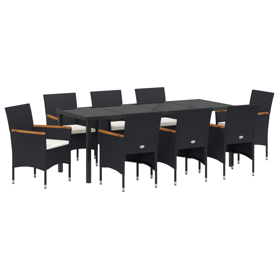 Set de dining pentru grădină 9 piese Ratan Poli Negru - 1 | YEO