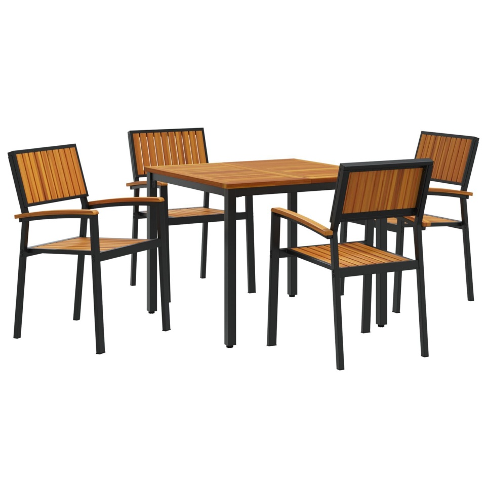 Set de dining pentru grădină cu 5 piese din lemn masiv de acacia și metal - 1 | YEO