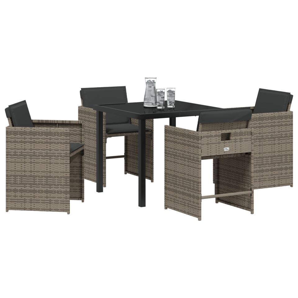 Set de Dining pentru Grădină cu Perne Gri Poliratan - 2 | YEO