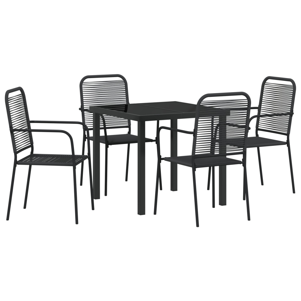 Set de dining pentru grădină de 5 piese Negru Sfoară de bumbac și Oțel - 1 | YEO