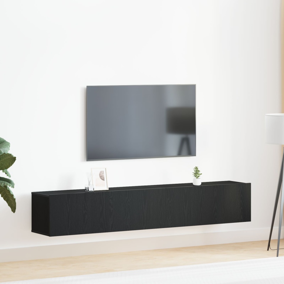 Set de dulap TV 2 piese Negru din lemn laminat