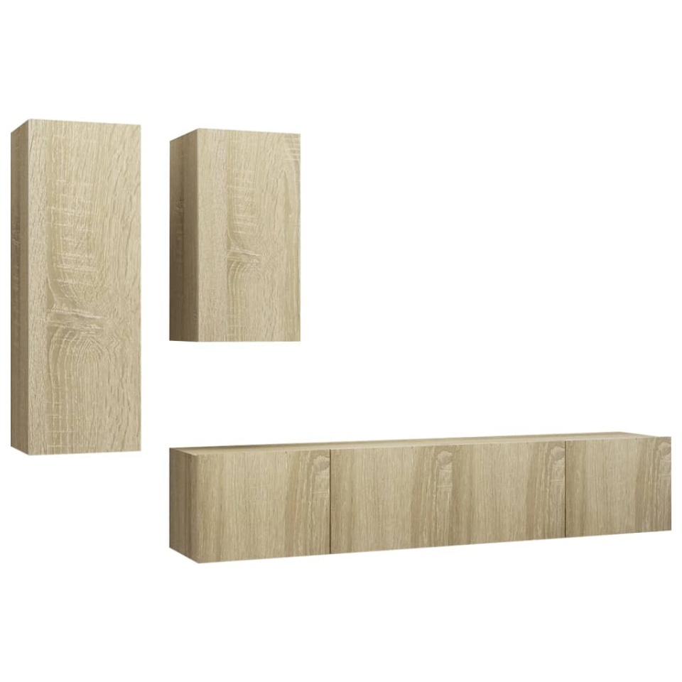 Set de dulapuri TV, 4 piese, stejar sonoma, lemn prelucrat - 1 | YEO