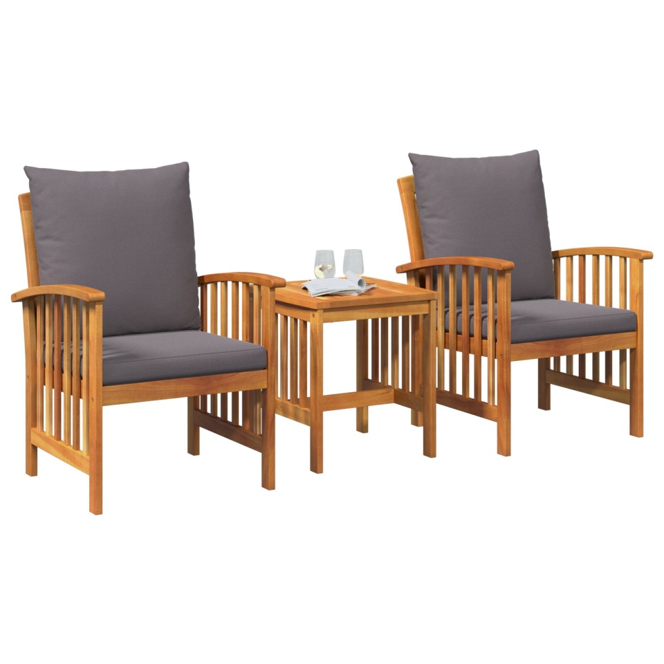 Set de lounge pentru grădină 3 piese cu perne din lemn solid de acacia - 2 | YEO