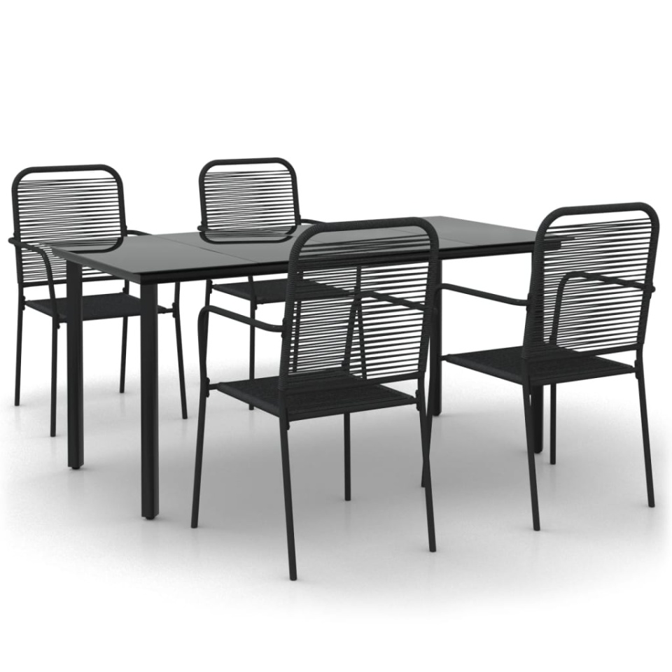 Set de masă grădină, 5 piese, frânghie neagră din bumbac & oțel - 1 | YEO