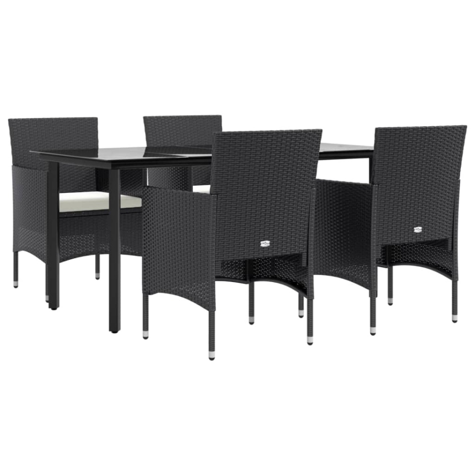 Set de masă pentru grădină, 5 piese, cu perne, negru - 2 | YEO