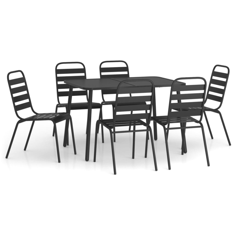 Set de masă pentru grădină, 7 piese, antracit, oțel - 1 | YEO