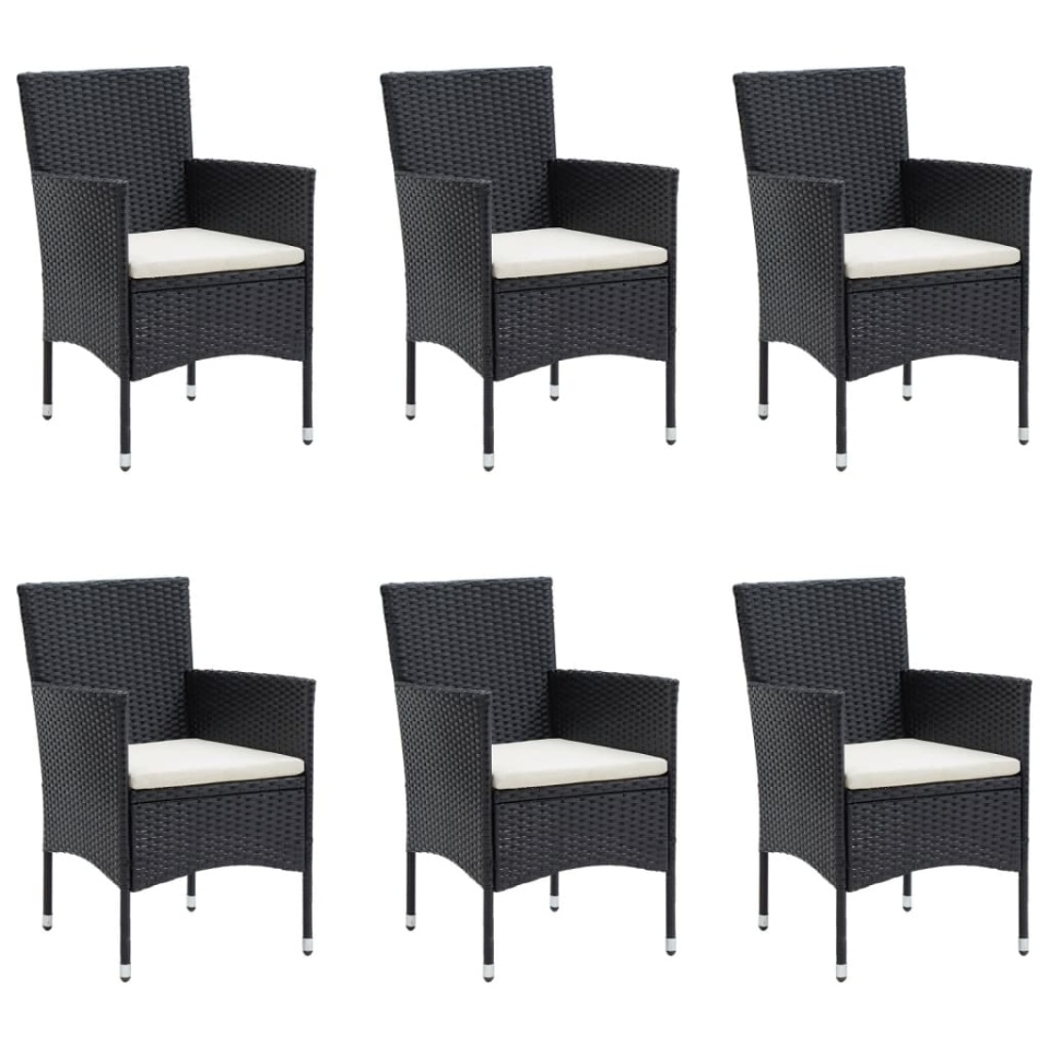 Set de masă pentru grădină, 7 piese, cu perne, negru - 3 | YEO