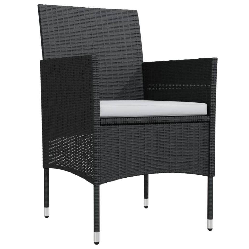 Set de masă pentru grădină, 7 piese, cu perne, negru - 2 | YEO