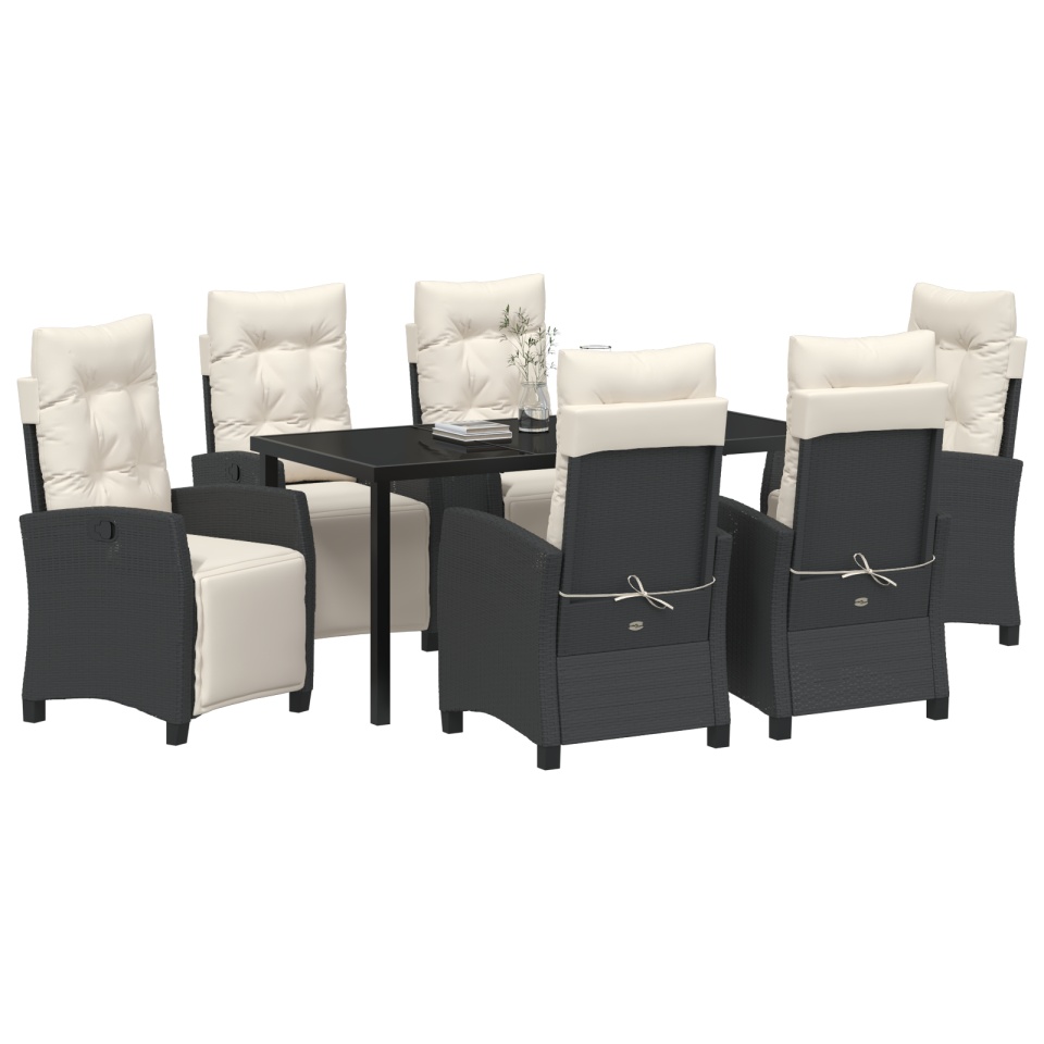 Set de mese de grădină 7 piese Black Poly Rattan - 2 | YEO