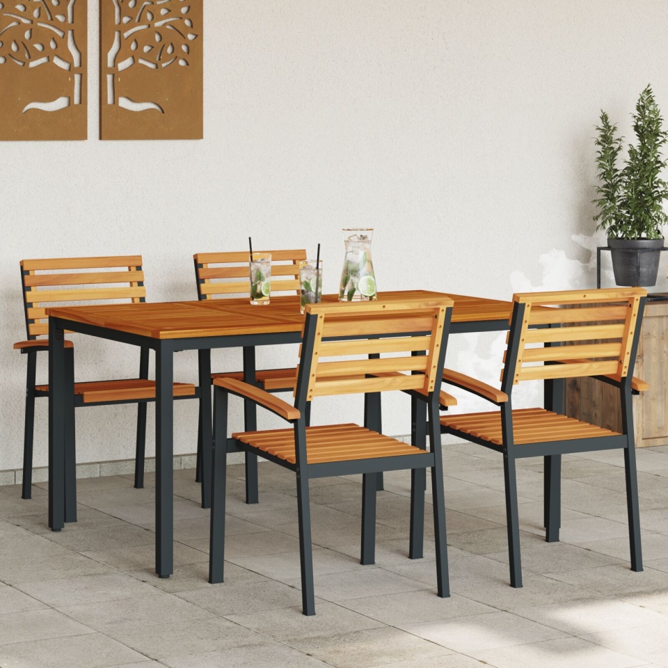Set de mese pentru grădină 5 Piese Lemn Solid Acacia și Metal - 3 | YEO