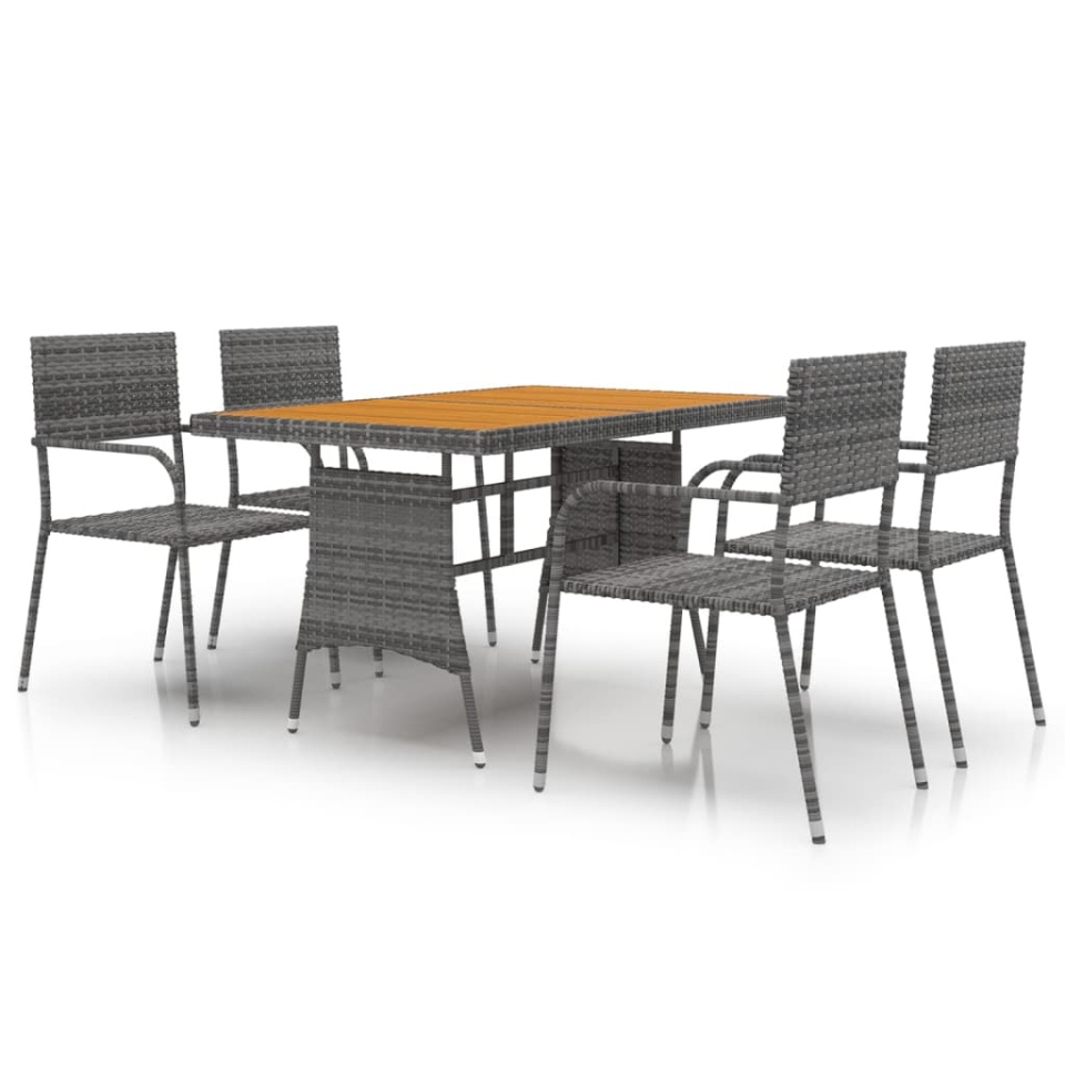 Set de mobilier de exterior, 5 piese, gri, poliratan - 1 | YEO