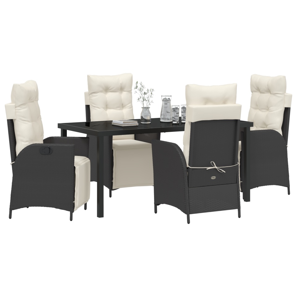 Set de Mobilier de Grădină cu 5 Piese Negru din Poliratan - 2 | YEO