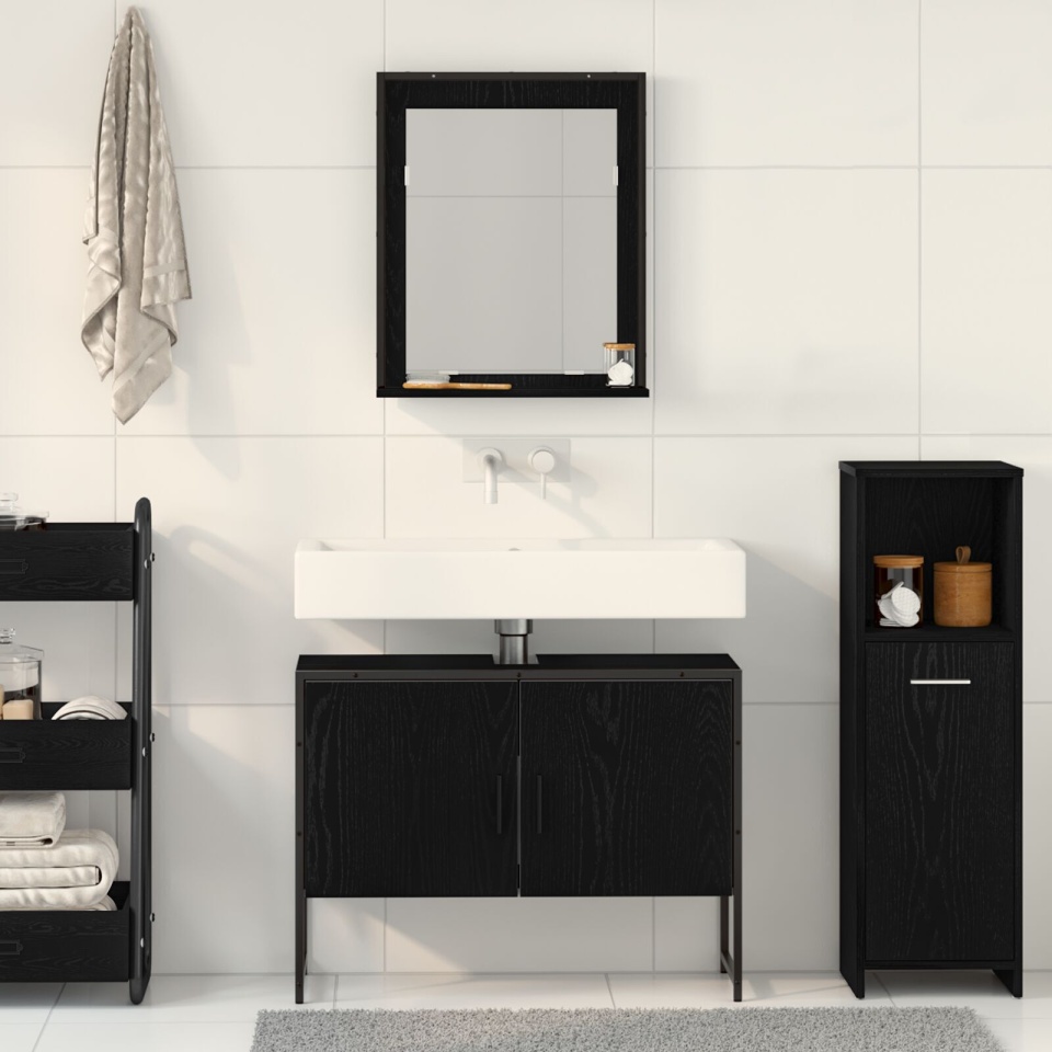 Set de mobilier pentru baie , 2 piese, lemn ingineresc, stejar negru - 3 | YEO