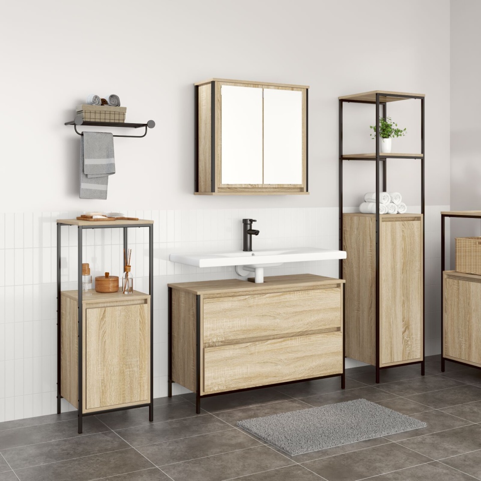 Set de mobilier pentru baie 3 piese din lemn prelucrat Sonoma