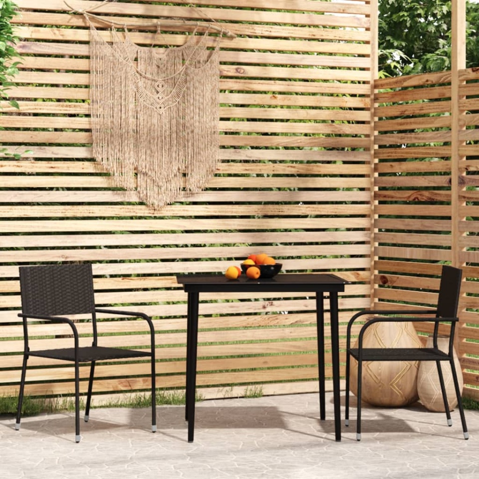 Set de mobilier pentru grădină, 3 piese, negru