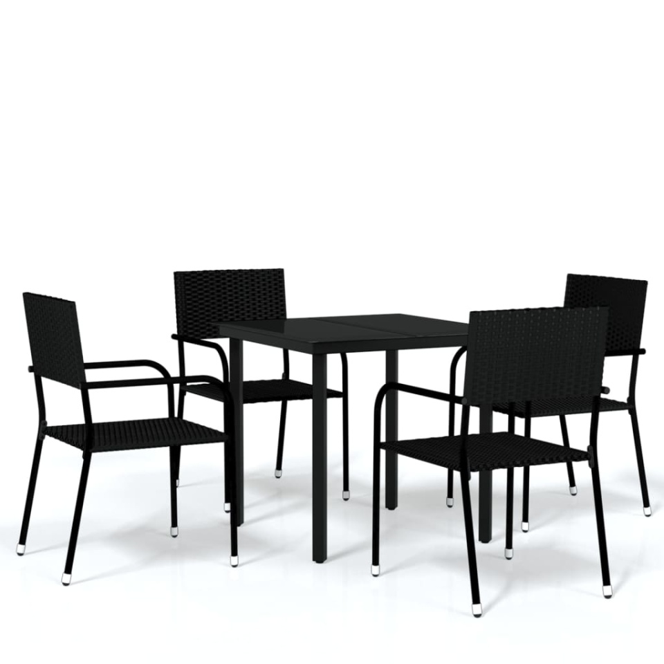 Set de mobilier pentru grădină, 5 piese, negru - 1 | YEO