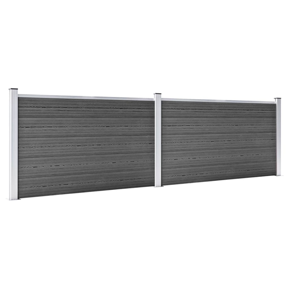 Set de panouri de gard, negru, 353 x 105 cm, WPC - 1 | YEO