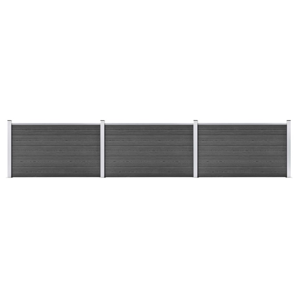 Set de panouri de gard, negru, 526 x 105 cm, WPC