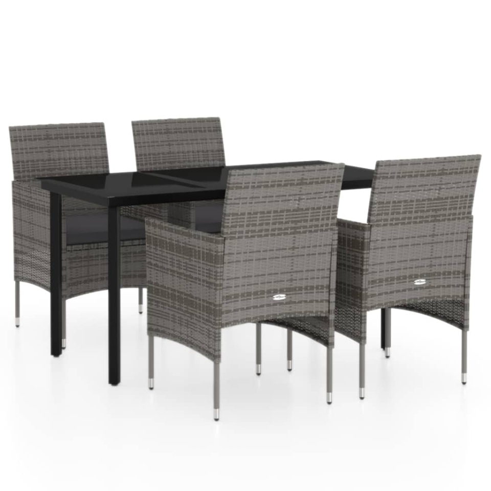 Set de servit masa pentru grădină, 5 piese, gri și negru - 1 | YEO