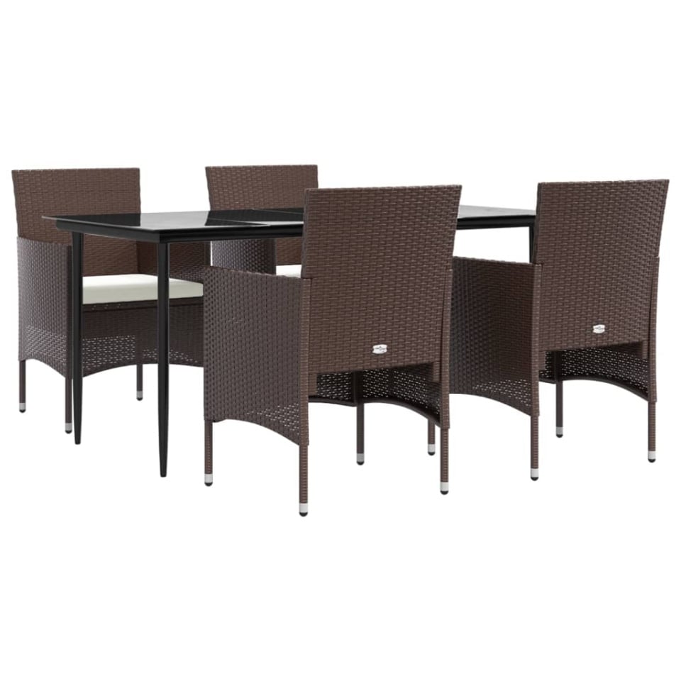 Set de servit masa pentru grădină, 5 piese, maro și negru - 1 | YEO