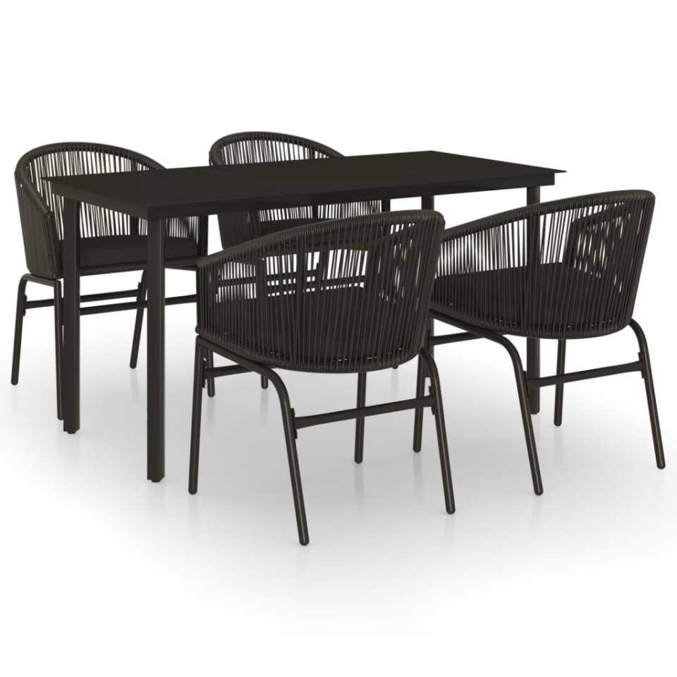 Set de servit masa pentru grădină, 5 piese, negru - 1 | YEO