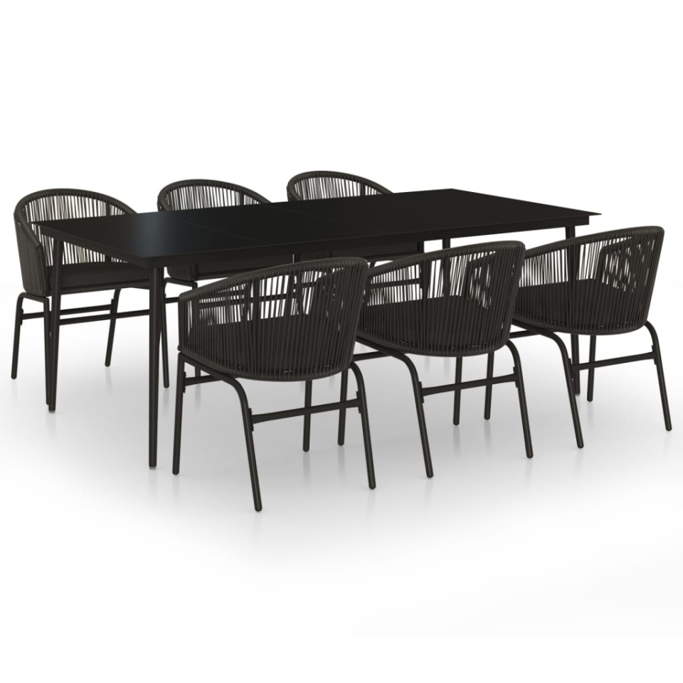 Set de servit masa pentru grădină, 7 piese, negru - 1 | YEO
